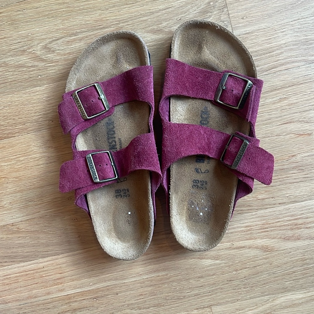 Burgundy suede Birkenstock